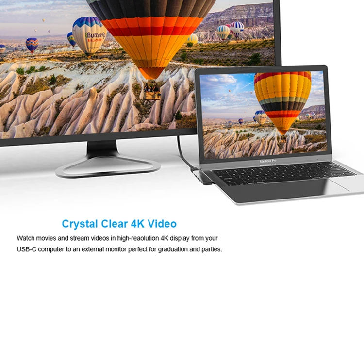  Pulwtop Высокоскоростной Алюминиевый 6 в 1 HDTV 4k PD зарядка USB Type C концентратор 3