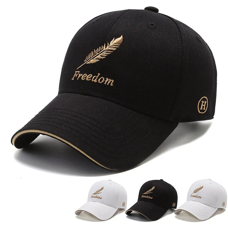 Outdoor casual fashion feather embroidery baseball cap peaked cap for man and women