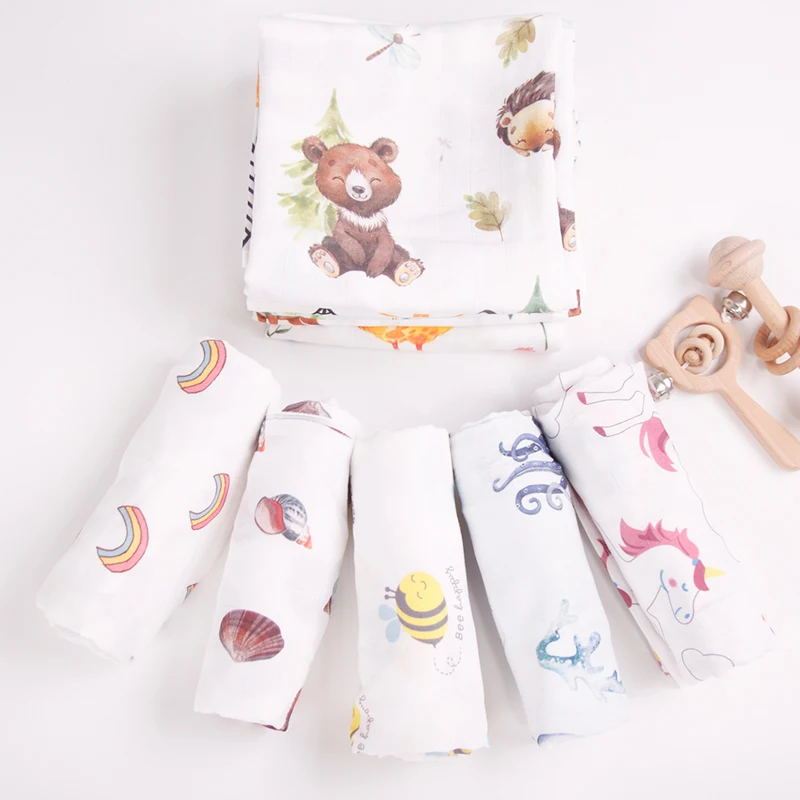 2 4 6 Layers Organic Bamboo Cotton Golden Supplier Kids Receiving Baby Muslin Swaddle Wrap Blankets For Newborns