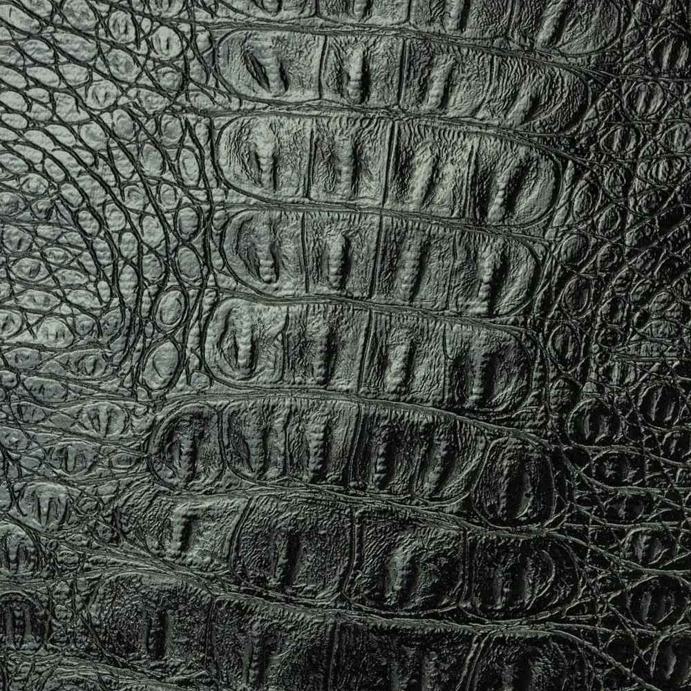 PVC crocodile synthetic artificial leather black fabric