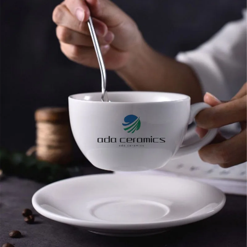 Personalized Logo Sublimate Nordic Italian Sublimation Blank Porcelain 250ml Coffee Mug Ceramic Cappuccino Cup And Saucer