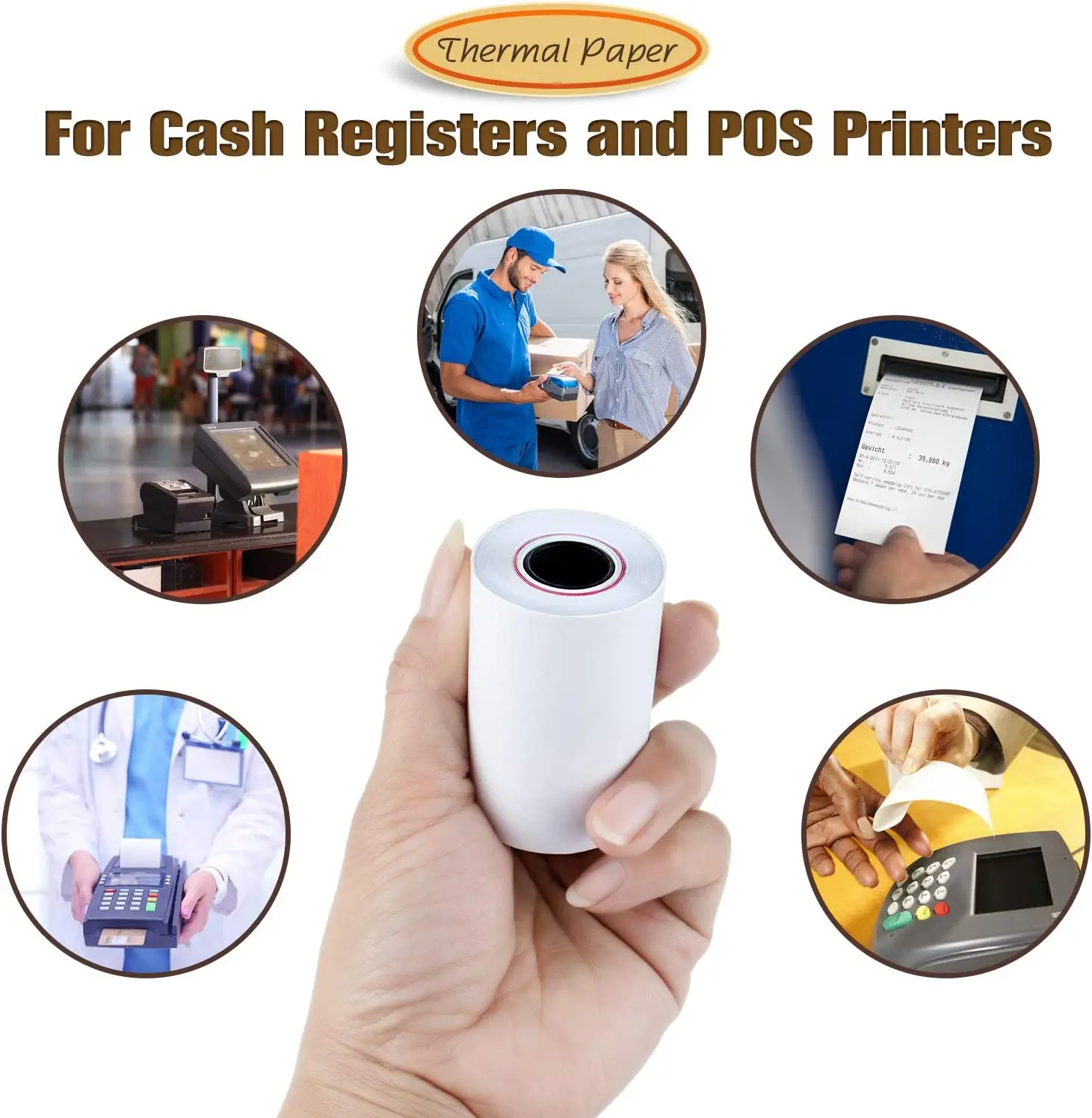 57mm 80mm 70mm Thermal Paper Roll For l Cash Register Machine , POS, ATM System Serial number printing receipt paper roll