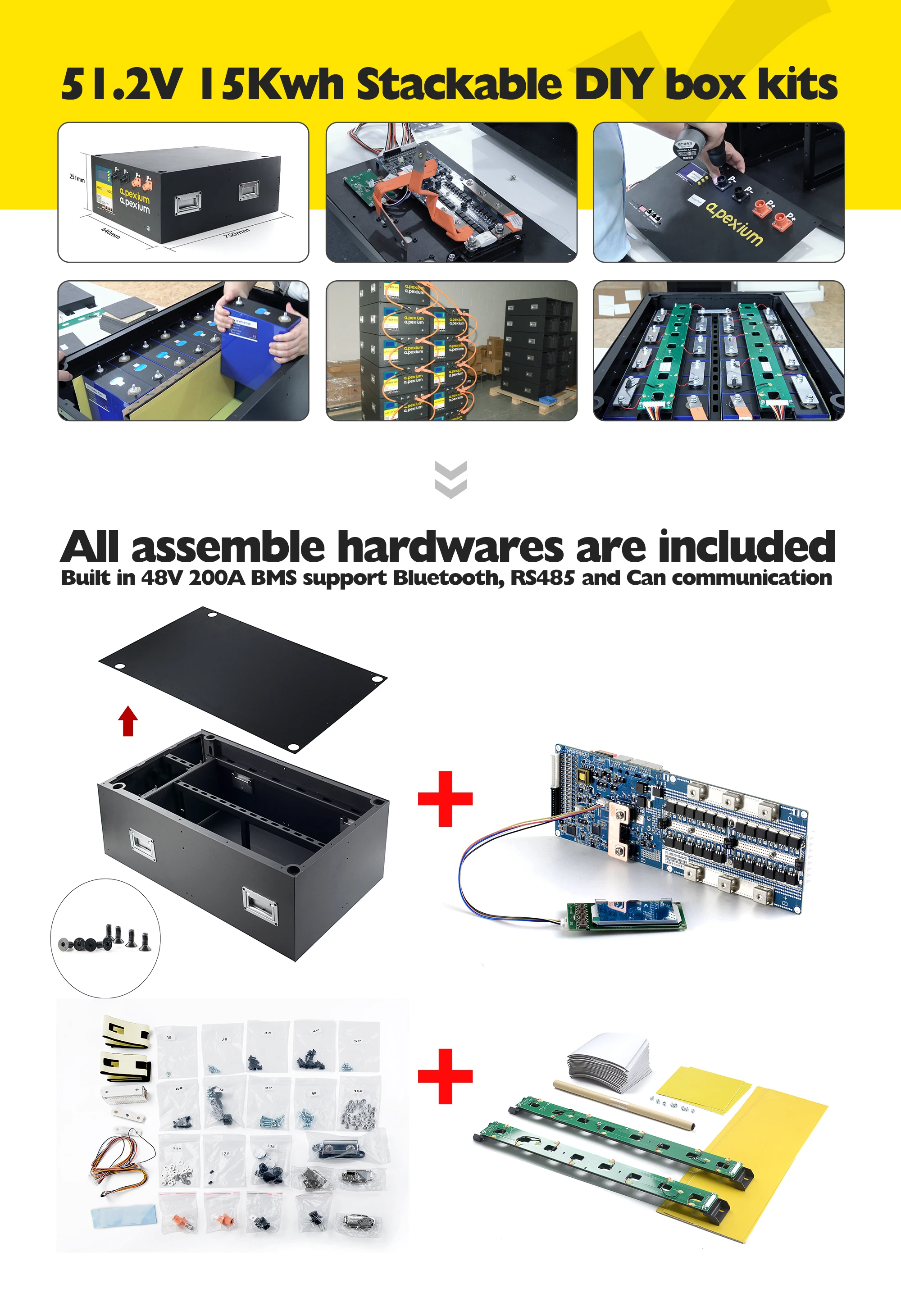 Docan USA EU stock штабелируемые наборы для DIY коробки с 48V 200A BMS легко собрать 51 2 V 304Ah 15Kwh Солнечный Lifepo4 320Ah