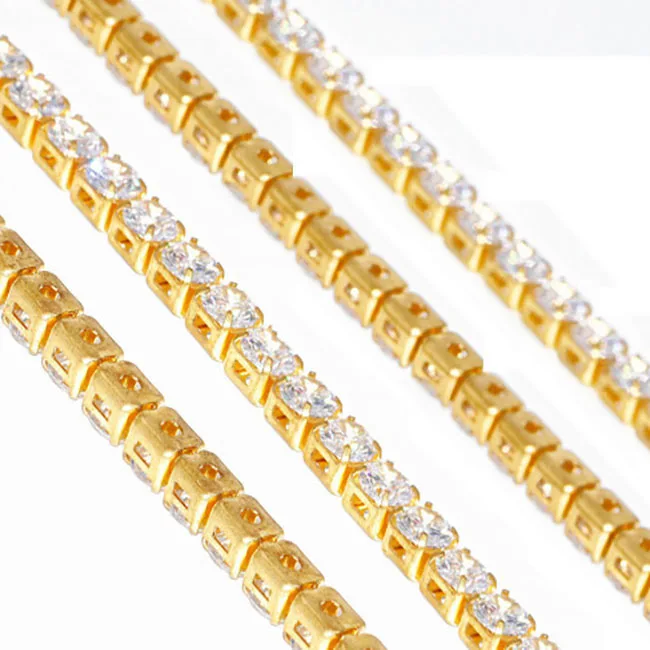 Jewelry Zircon Chain for Necklace Bracelet Waterproof Tarnish Free 18K Gold Plated Zirconia Copper Brass Chain for Necklace
