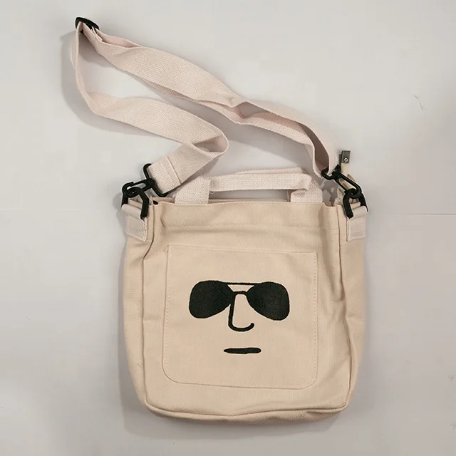 custom logo printed cotton canvas messenger bag for kids