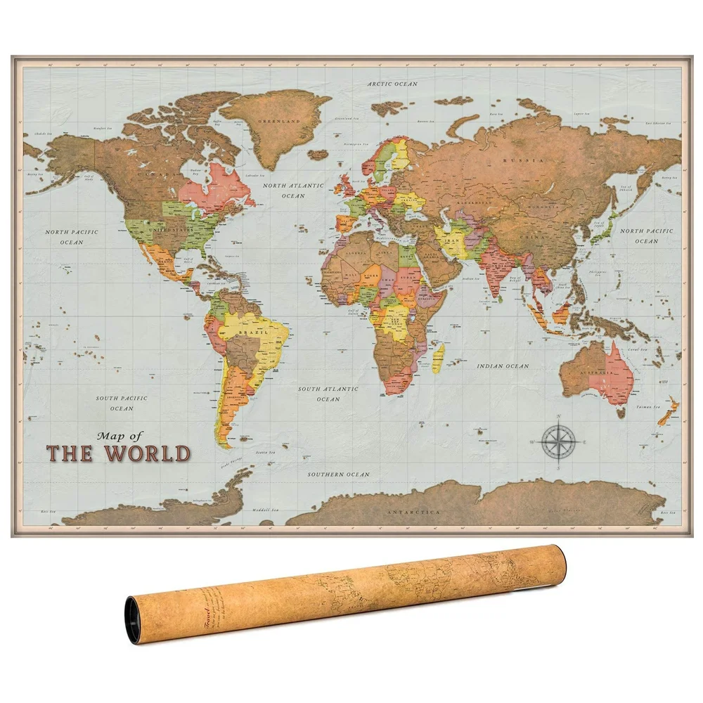 
Premium Quality Newest Large Scratch The World Travel Map of the word scratch map with stickers 