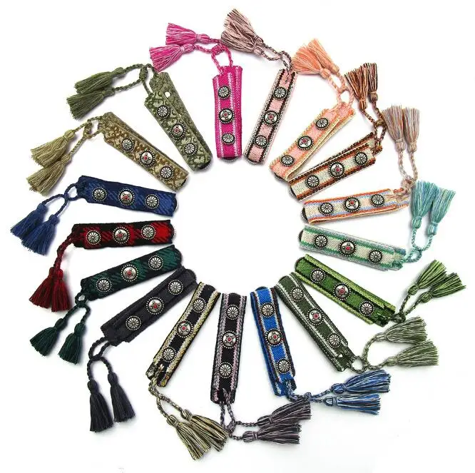 Vintage Friendship Bracelet For Women Men Handmade Rope Tassel Bracelets Adjustable Fabric Design custom logo Bracelet
