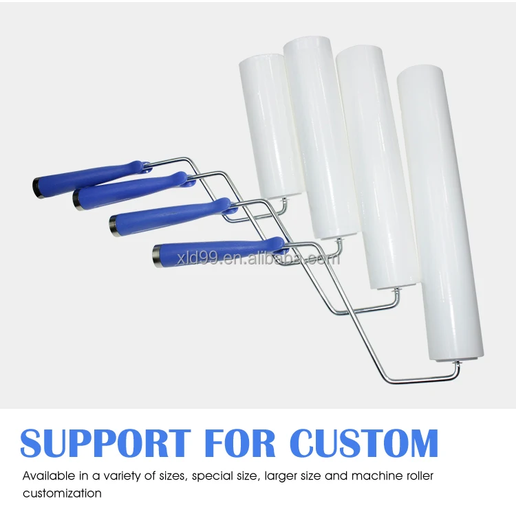 2021 10 Inch Reusable White Blue Cleanroom Silicone Dust Removal Sticky Roller