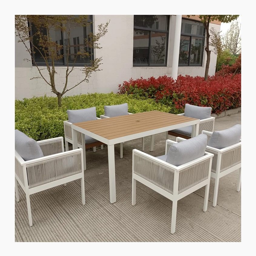 Factory sale high quality garden furniture 7 pieces outdoor furniture rattan outdoor dining furniture set