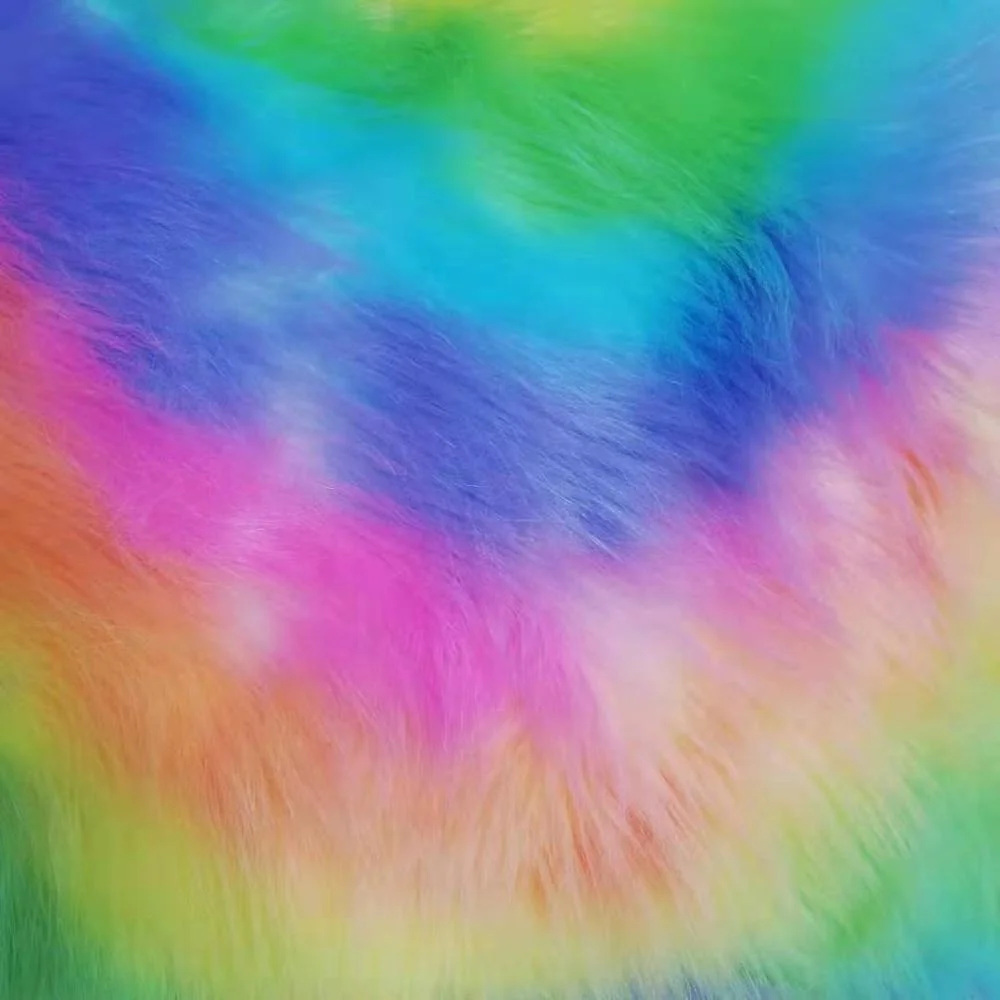 Wholesale wonderful colorful  long high pile  hair plush artificial fur fabric fake fur for garment throw blanket