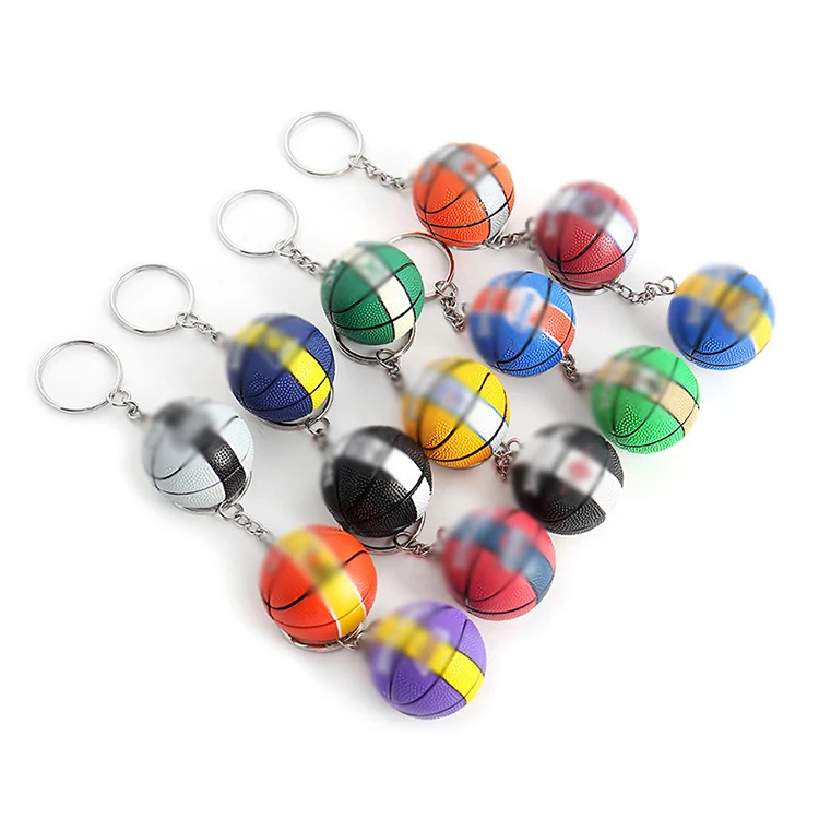 Wholesale stock hot basketball keychain sports fans souvenir promotional gifts 3d basketball shape logo color custom keychain