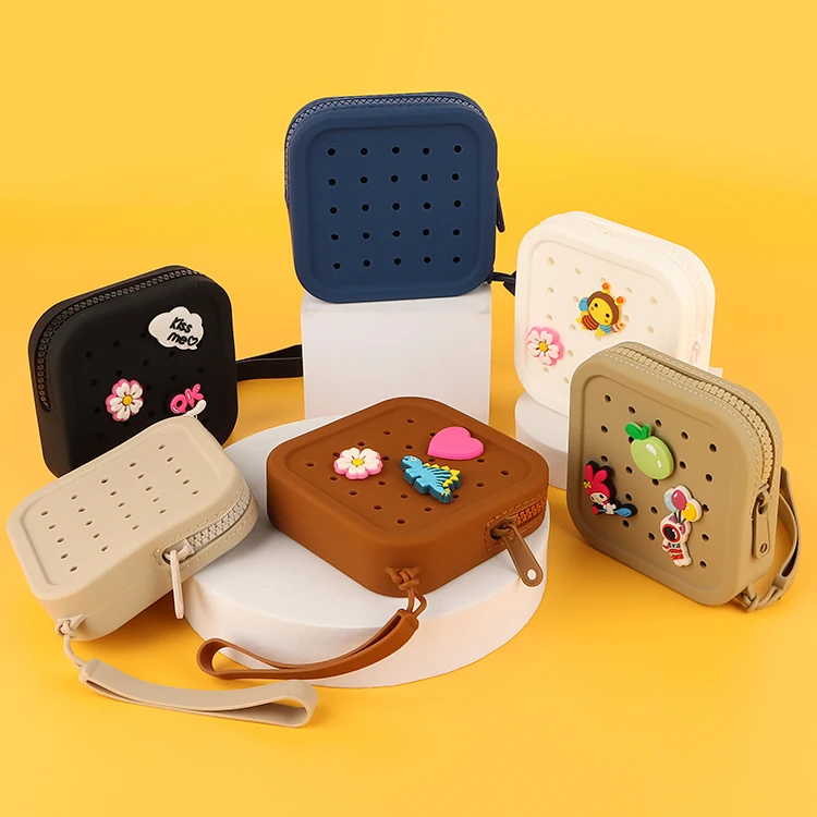 Color Croc Silicone Coin Purse Zipper Coin Purse Cute Silicone Coin Purse for Girls