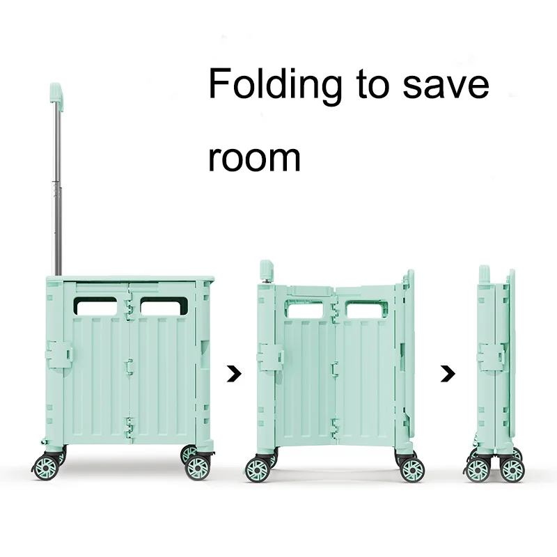 Supermarket Folding 4 Wheels Plastic Shopping Cart for Groceries on Wheels with Custom Logo/Color