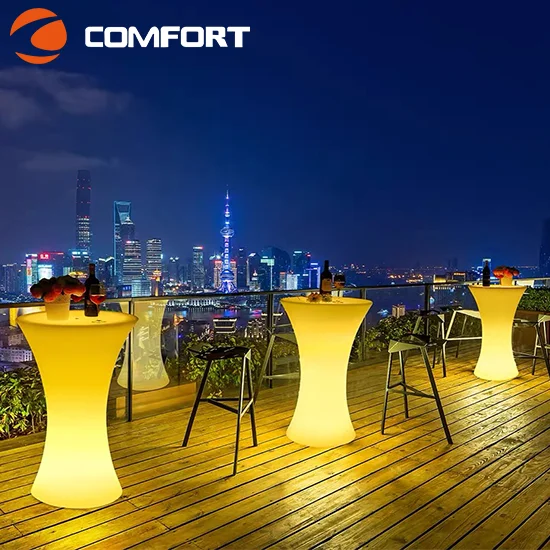 Lounge Furniture Light up Cocktail LED Tables Rotomolding Remote Led Light Led Glowing Custom Bar Waterproof Modern Contemporary