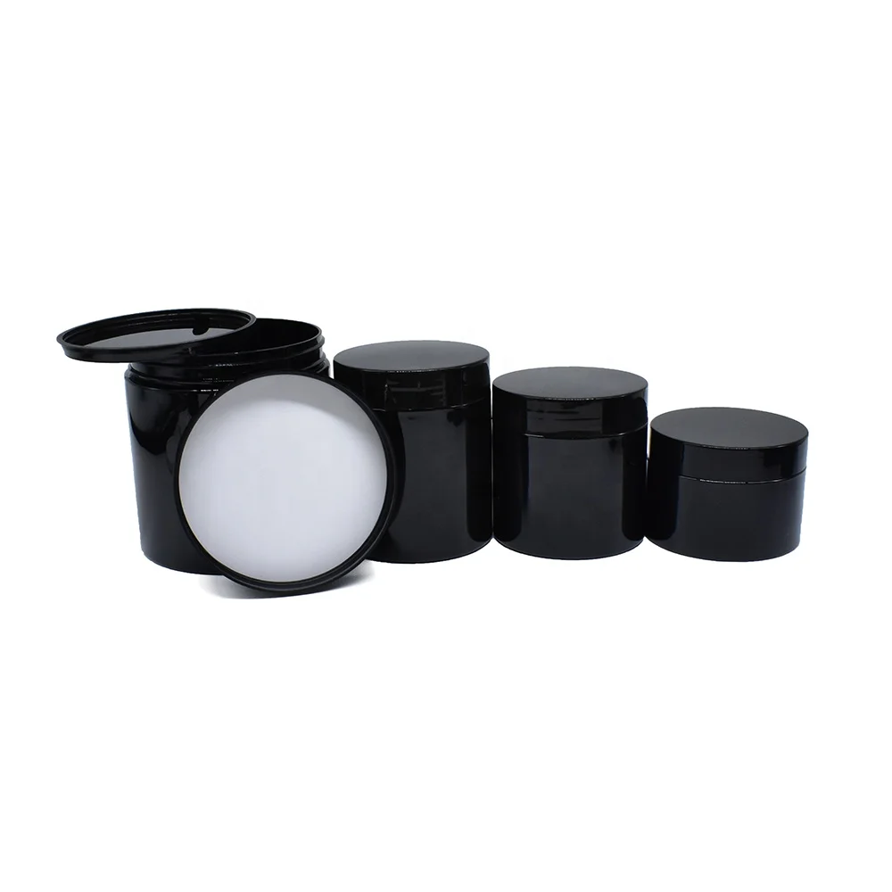 Refillable 50g 60g 80g Black Cosmetic Jar for Scrub Hair Conditioner Body Milk Packaging PET Plastic Jar