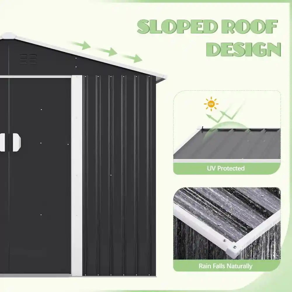 YASN Heavy Duty Steel Garden Shed Outdoor Waterproof Garden House Tools Storage Sheds