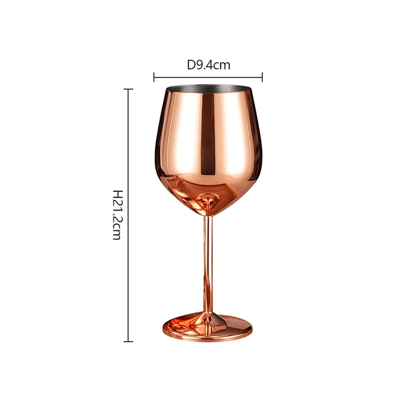 Custom logo high quality 500ml 304 Stainless Steel wine Glass cup Stainless Steel Martini Cocktail Glass Wine Goblet