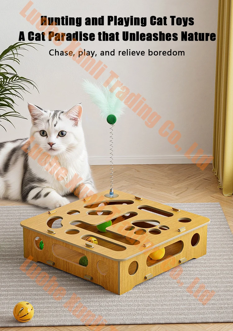 Exclusive Wooden Maze Game for Cats: Intelligent Interactive Toy, Enjoy the Fun of Solving Puzzles