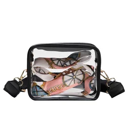 Cosmetic Bags Transparent Messenger Shoulder Bag Mini Cell Phone Clear Shoulder Pvc Stadium Crossbody Bag with Adjustable Strap