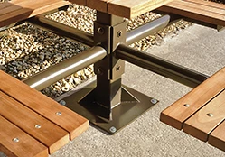 outdoor commercial inground mount pedestal picnic table large capacity recycled plastic wood picnic table in steel or wood