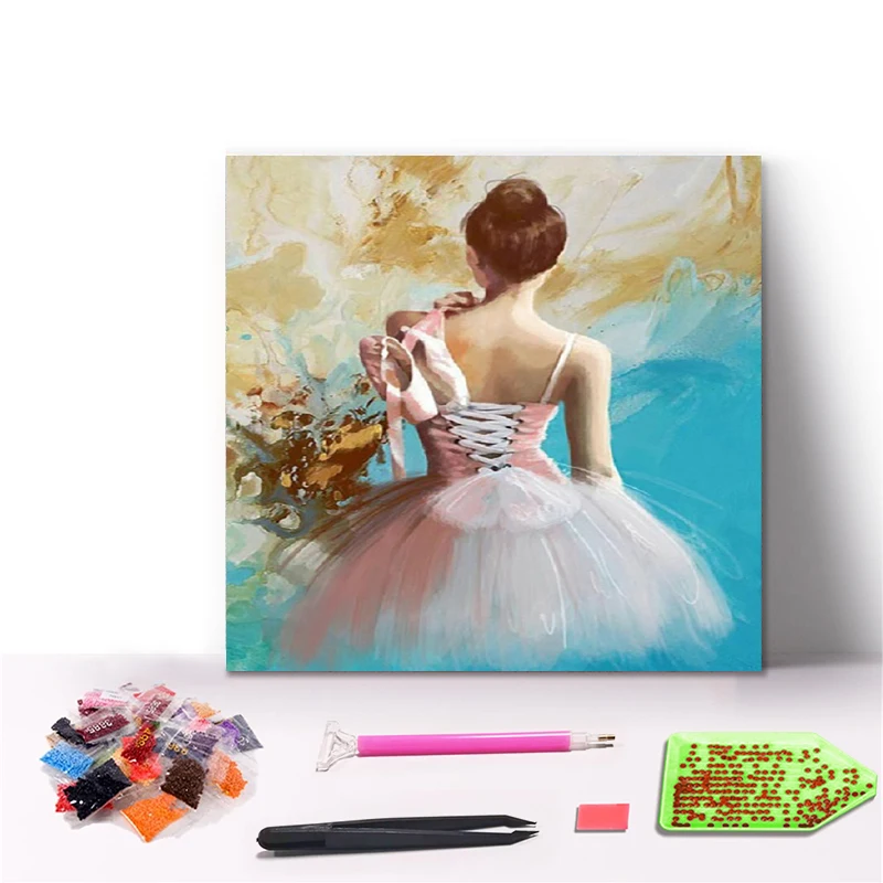 New Arrival Diy Full Drill Handmade Colorful Modern Art Work Wall Decoration Diamond Painting Ballet Dancer for Home Decor