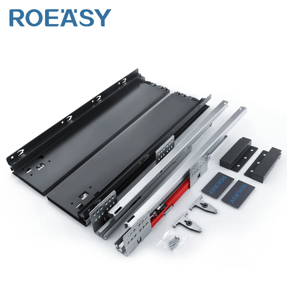 ROEASY slim box kitchen drawer metal slider for cabinet slim drawer profile sliding channel