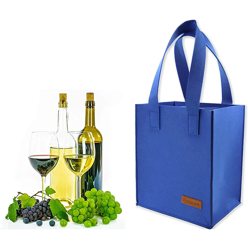 Экологичные подарочные пакеты, фетровая Сумка-тоут, идеально подходит для хранения винных бутылок