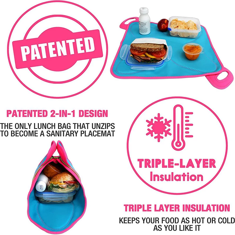 Neoprene Foldable Picnic Mat Waterproof Outdoor Lunch Pad For Children Fold Handbag with Zipper Heavy Duty Tote Picnic Blanket