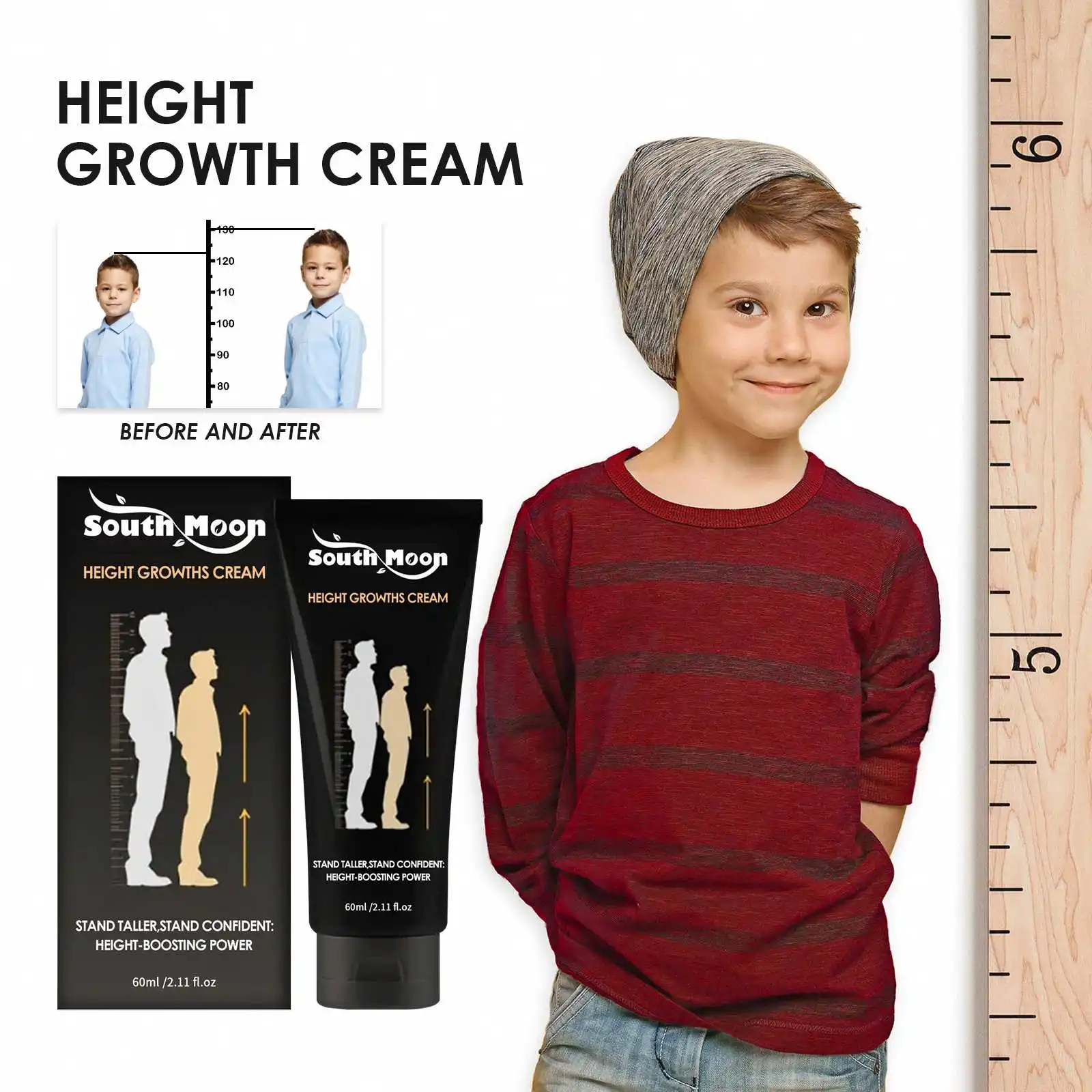 South Moon 60ML Natural Organic Plant Extract Promote Bone Growth Foot Hight Cream Effective Height Increasing Growth Cream