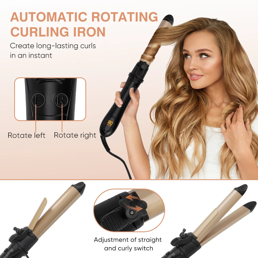 New Design 2 in 1 Portable Electric Curlers Rollers Professional Automatic Rotating Hair Curler Professional Curling Iron