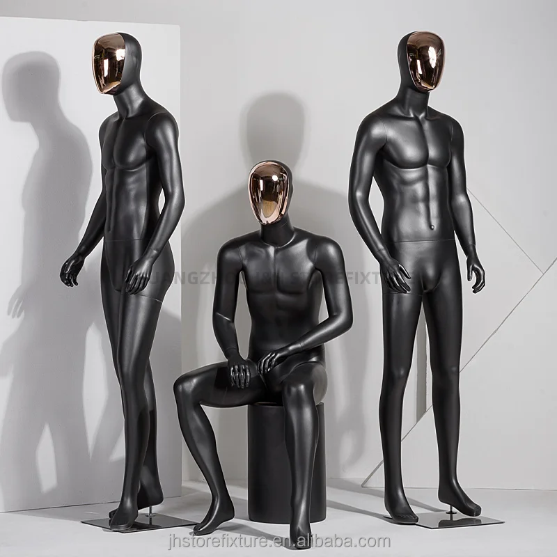 silver head matte black mannequin for man clothing store male full body models man sport clothes dummy display