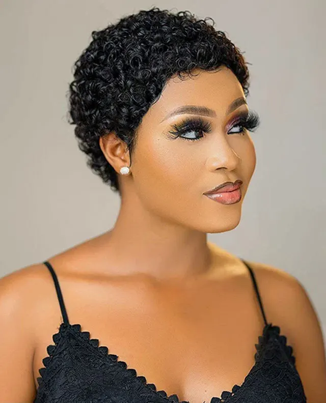 G&T 100% Brazilian Hair Short Machine Made Wig Afro Kinky Curly Wig Natural Color Remy Human Hair Wigs For Black Women