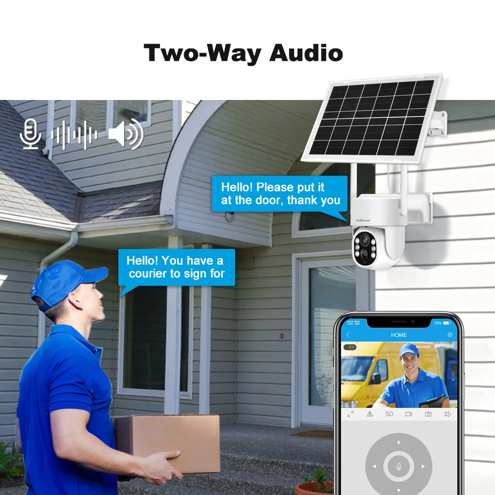 SriHome WiFi Outdoor Solar Camera  4MP Waterproof IP66 Low Power Battery PTZ Camera  H.264  Tow-way audio  Solar Camera Wifi