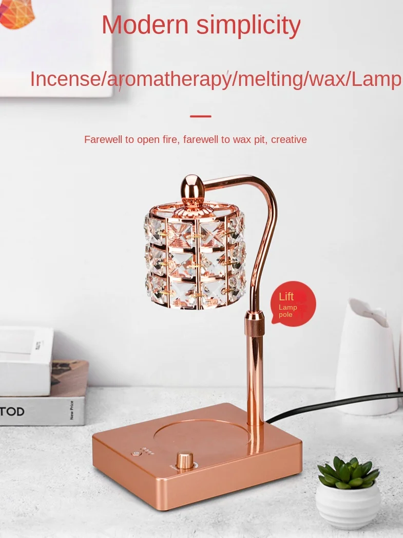 Wholesale Timing Top-down Home Office Use Elegant Crystal Lampshade Electric Candle Warmer Lamp