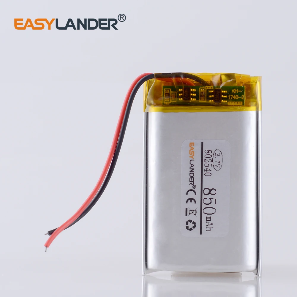 
802540 3.7V 850mah lithium li polymer rechargeable battery for electronic book tablet toys Mobile Pocket replacement 