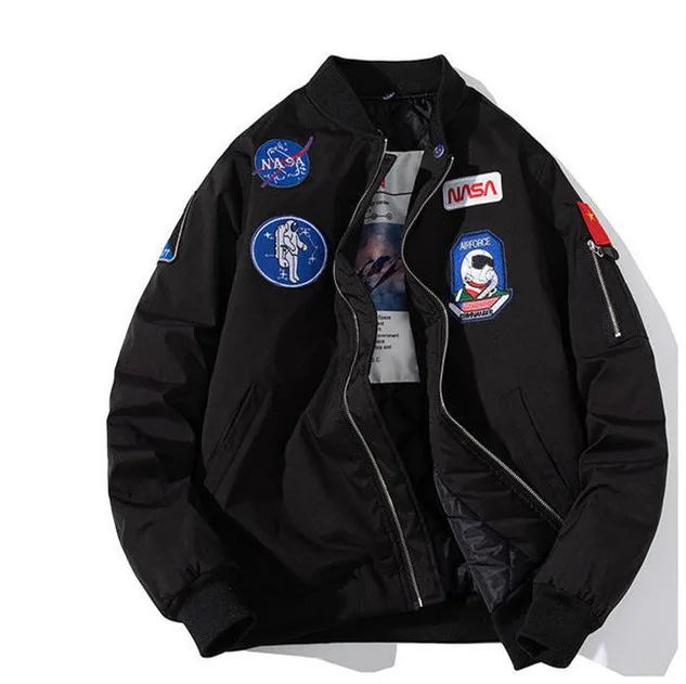 Detachable hood racer motorcycle windbreaker golf racer varsity versatile mens winter flight bomber jacket