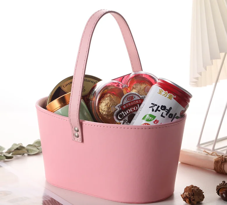 Custom logo luxury bouquet leather packaging cardboard boxes flower box rose paper gift packaging bucket flower box with handle