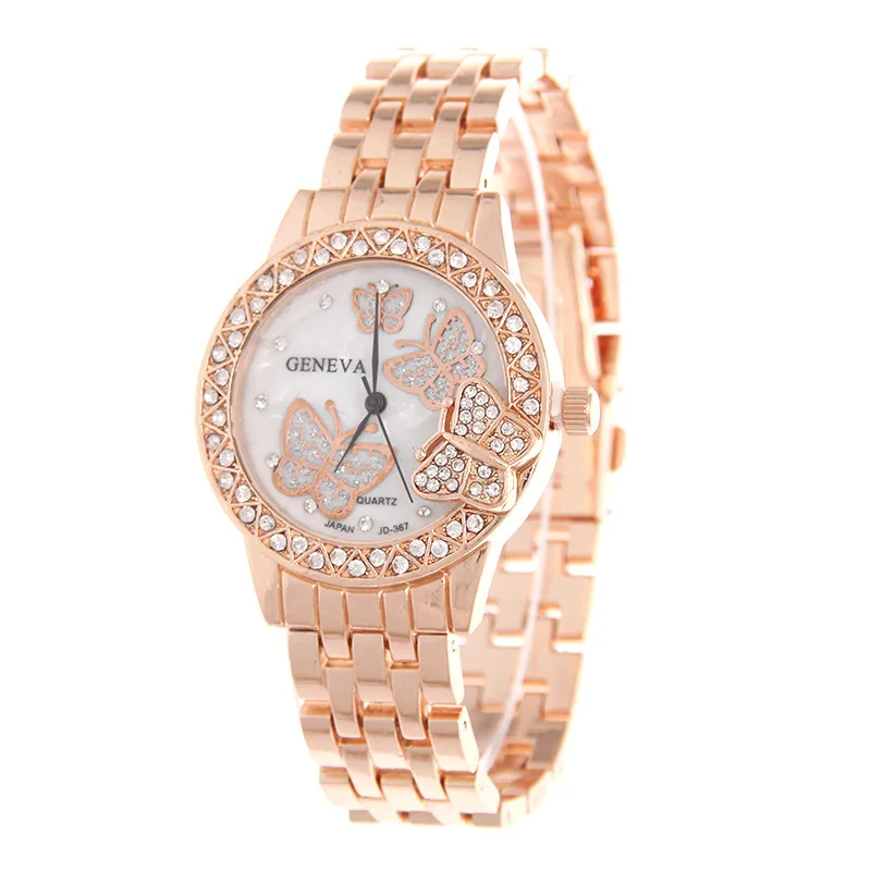 Popular fashion butterfly alloy women wrist watch for ladies