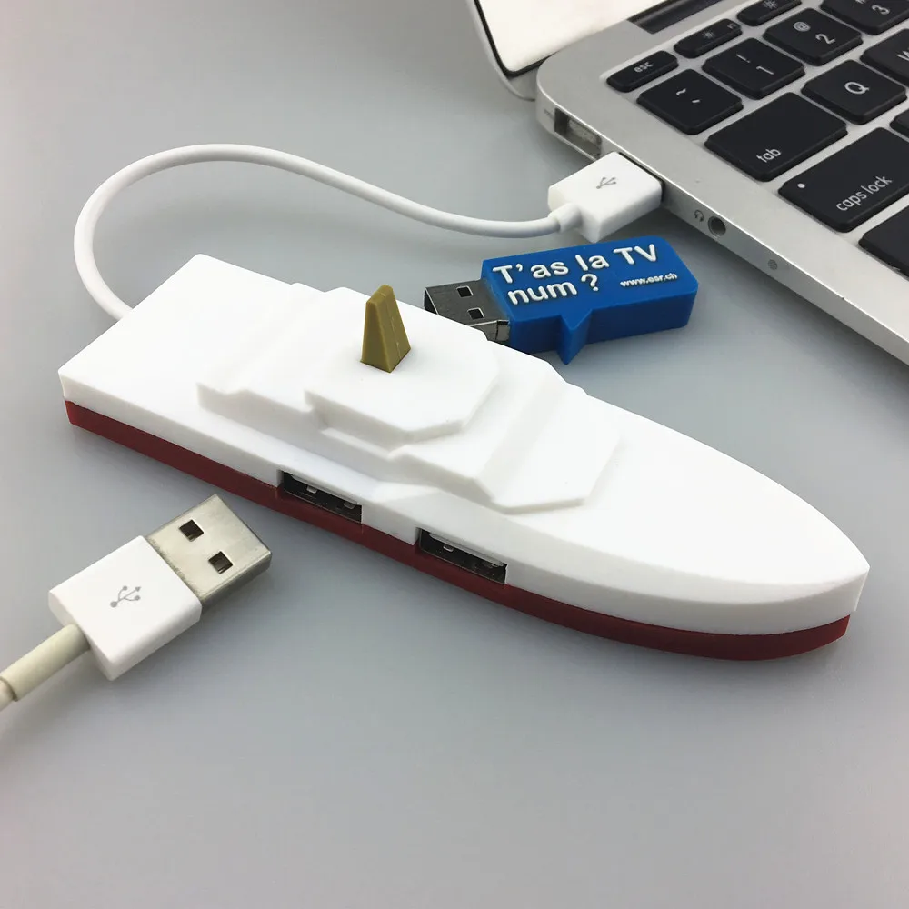 Ship Design 4 Ports USB 2.0 HUB Docking Station Data Transfer Expander for USB Drives, Card Readers