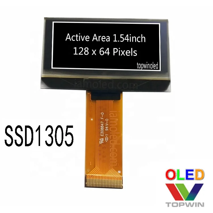 1.54 inch 128x64 pixels IIC SPI Interface oled screen UG-2864KLBMG01 oled display