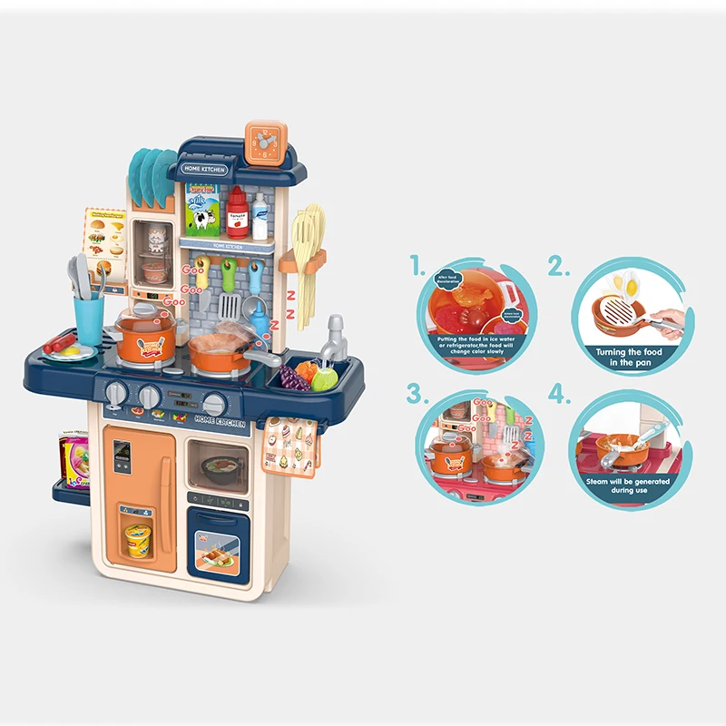 Kids Pretend Play Kitchen Toy with Realistic Lights & Sounds , Boys and Girls Kitchen Toy Cooking Tools