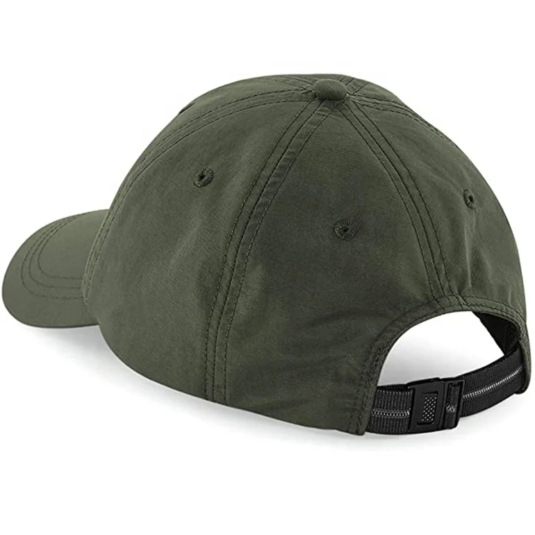 
QIAN HUI Factory Wholesale Polyester Caps 6 Panel Army Green Dad Hat Woven Strap Closure Baseball Cap 