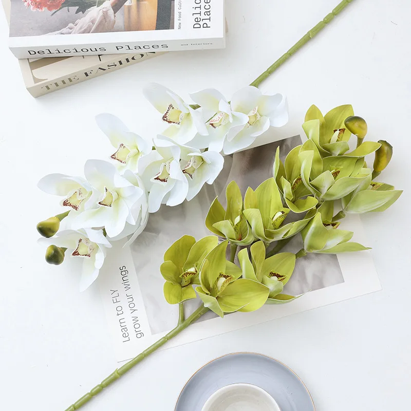 Artificial Flower Ten Heads Huilan Artificial Flower Home Living Room Floor Display Wedding  Hall Background Decoration Orchid