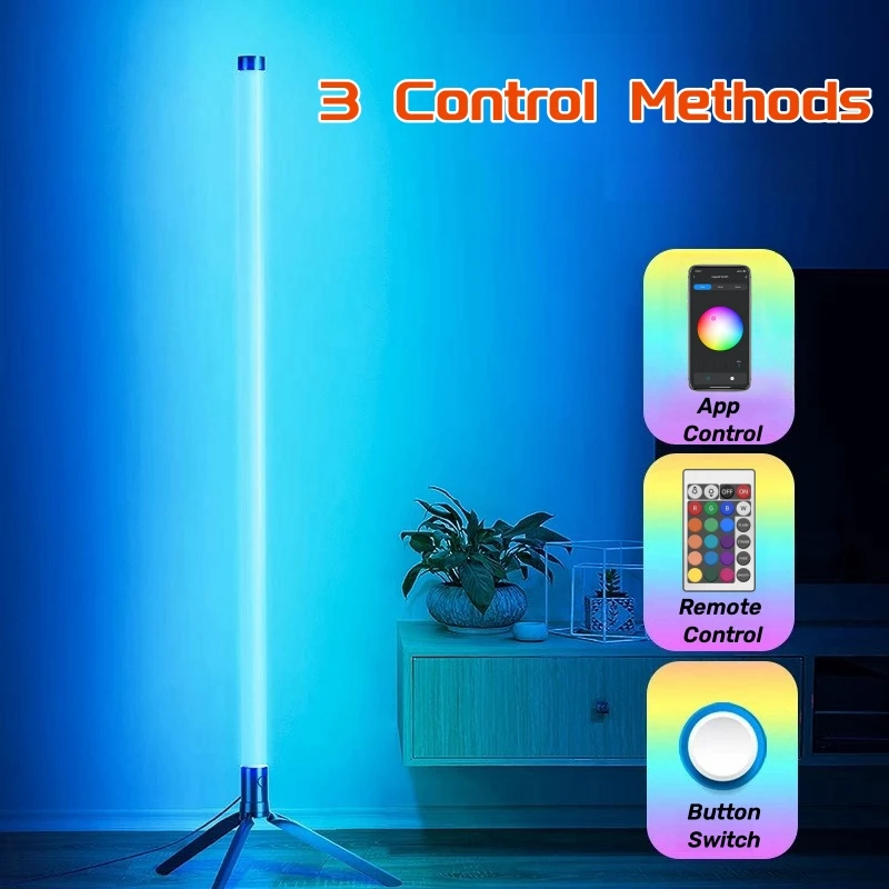 Смарт-RGB светодиодный Угловой напольный светильник Современный USB Power Flight APP пульт дистанционного управления для гостиной прикроватный декор с регулируемой яркостью подставка освещение