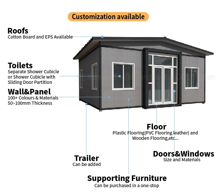 Luxury Prefabricated Container Houses Modular Home Foldable Tiny House Trailer House Portable