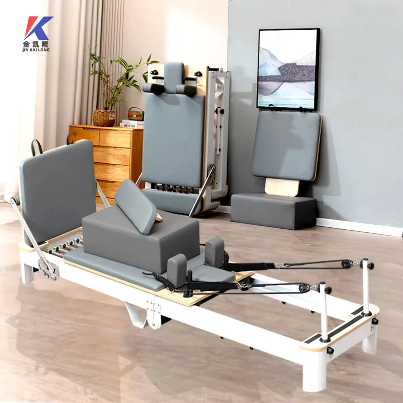 Folding reformers foldable pilates bed gym fitness aluminium alloy pilates reformer BLACK at home  reformer use Factory