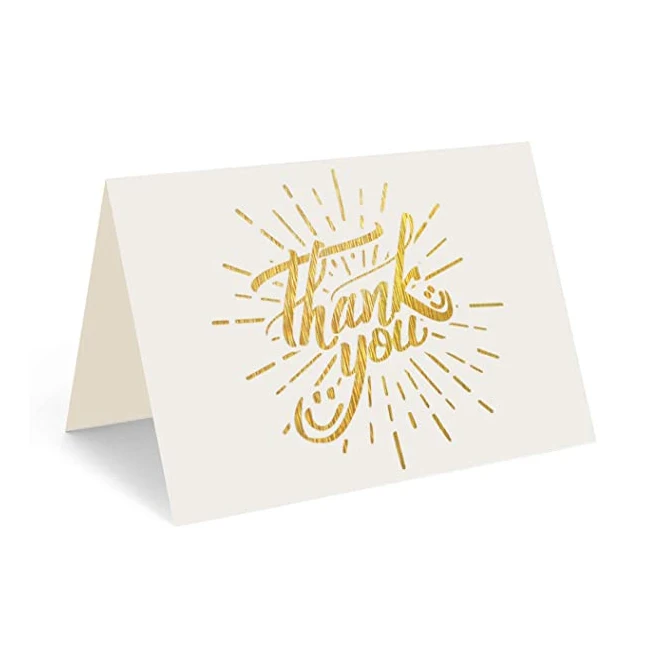 Custom Logo luxury embossed thank you card for small business with envelope