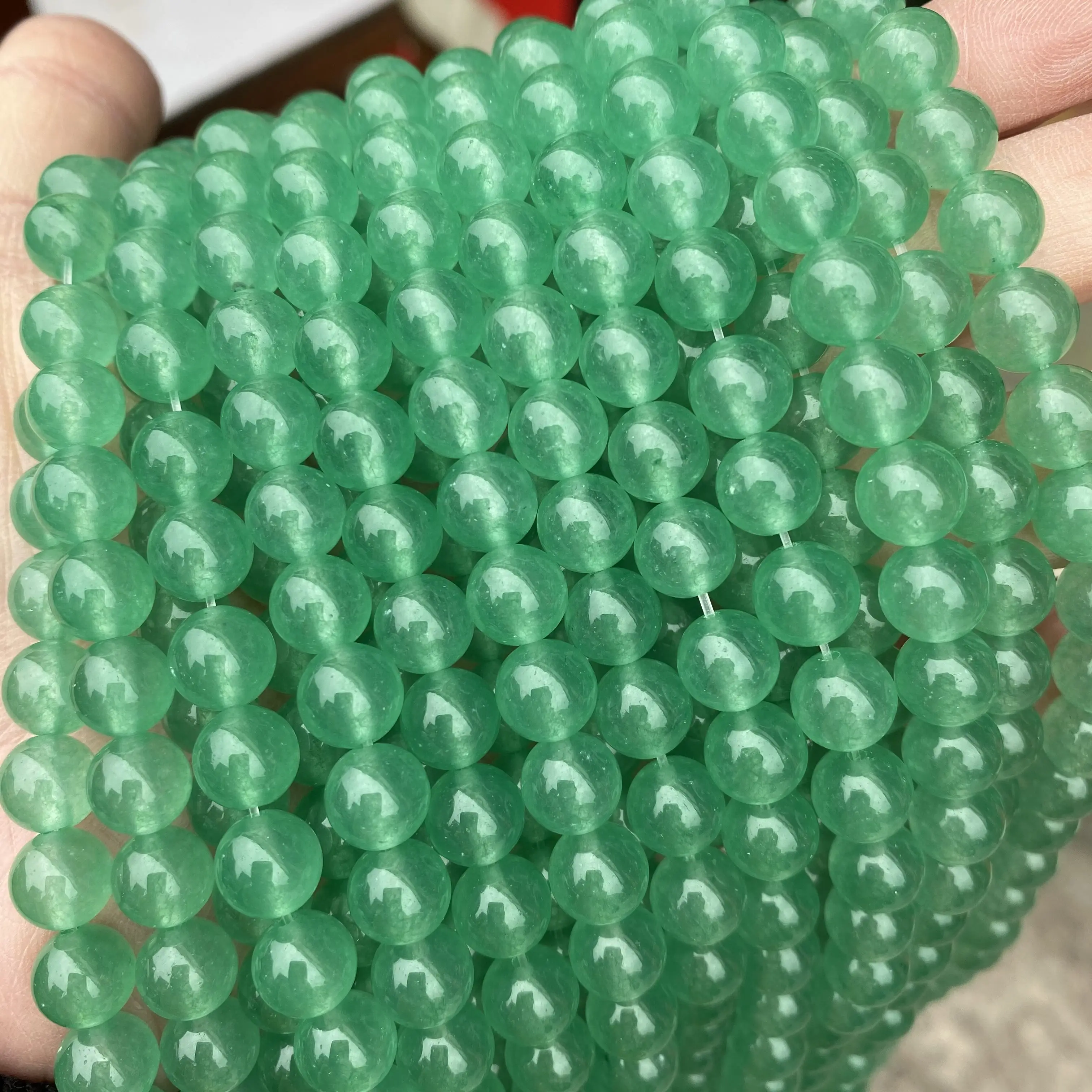 Natural Jade Beads in bulk Gemstone DIY Loose Round Malaysia Jade Assorted Green Jade Beads for Jewelry Making