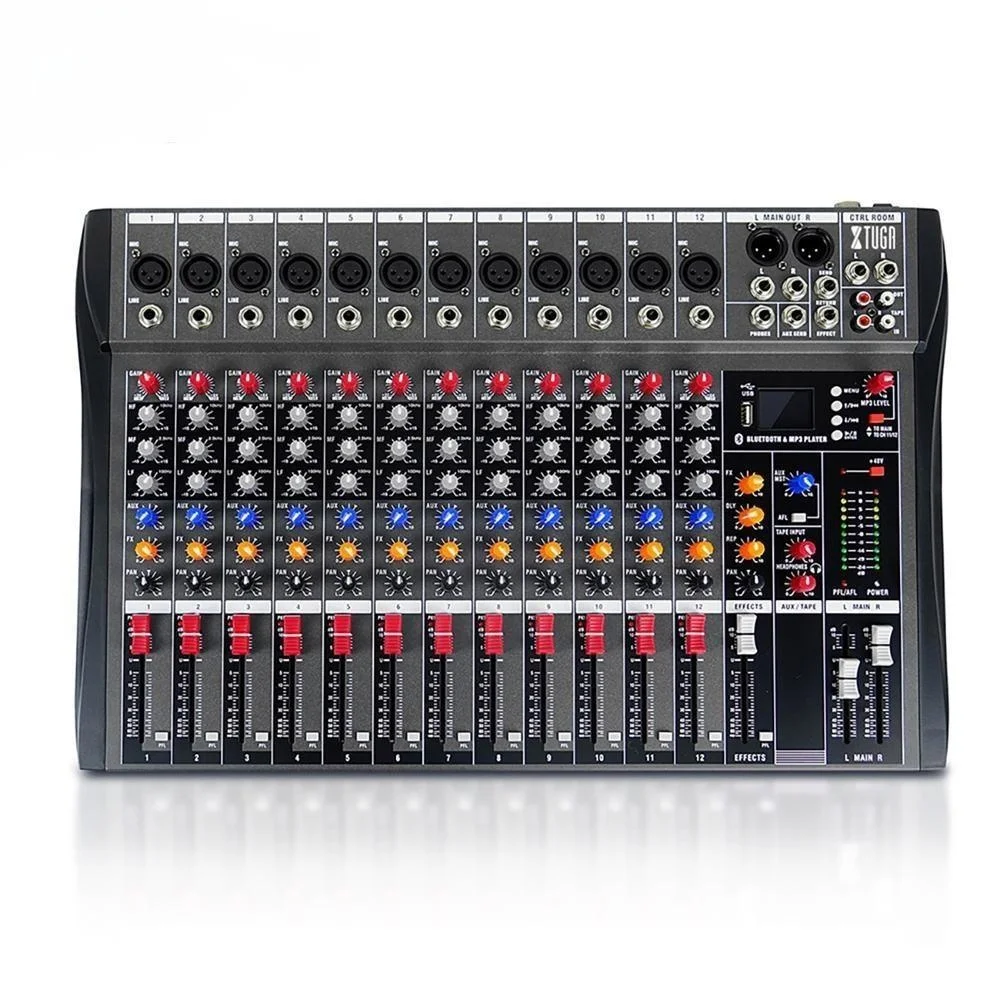 1Moq Hot Sale 12 Channels Audio Mixer Power Mixer USB Interface  Controller Home Power Mixer Amplifier
