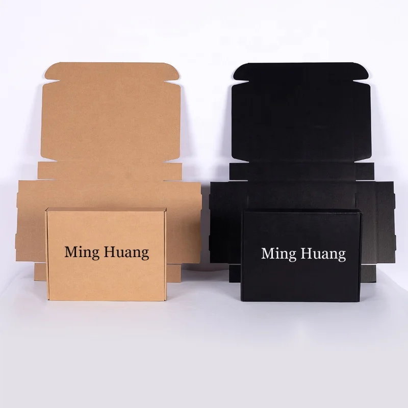 Custom Logo Printed Kraft Mailing White Aircraft Collapsible Corrugated Black Square Shipping Boxes